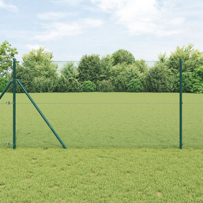  Welded Wire Fence With 7 Posts Green 1.2X10 M Steel