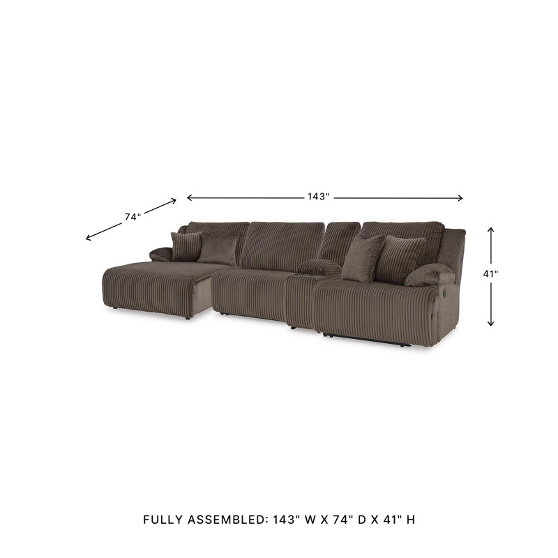 Canapé modulaire inclinable 4 pièces Raelynn, Brown Polyester