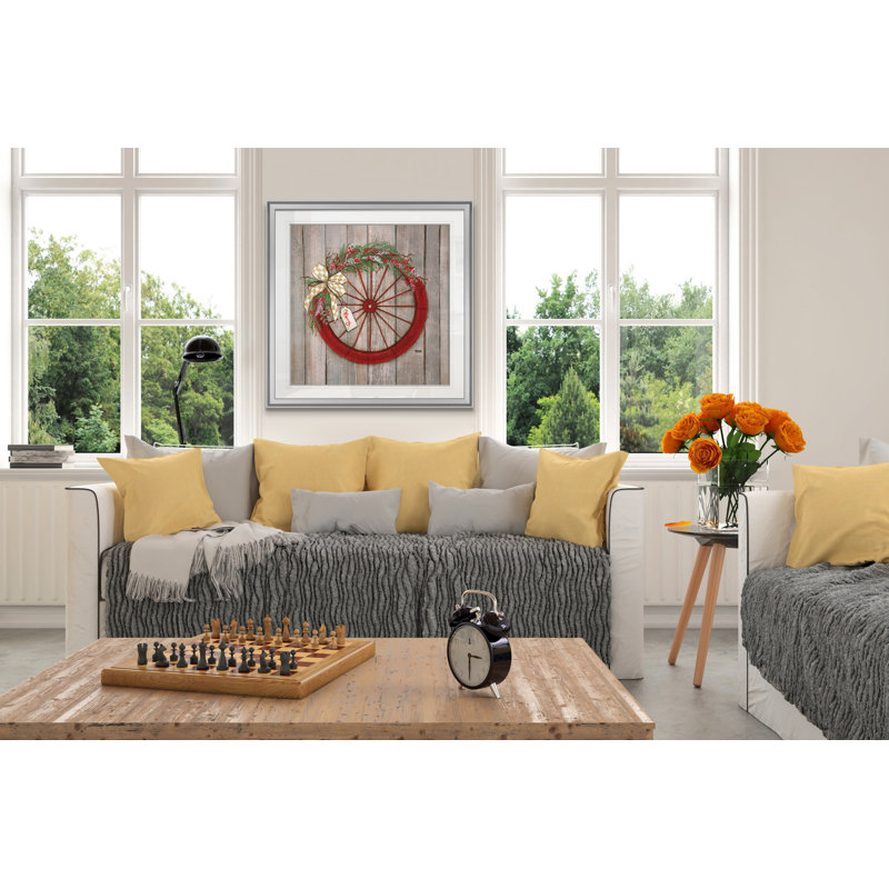 « christmas wheel », peinture, H 24 po x l 24 po x P 1,5 po, Encadrement argenté