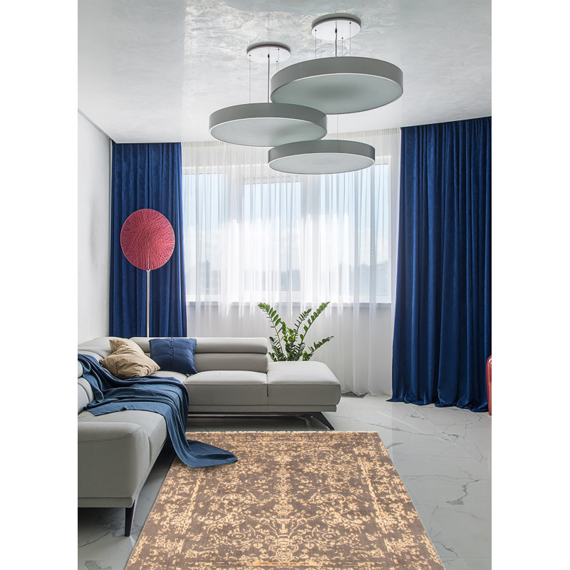 Tapis oriental gris / crème noué à la main, Rectangle 5 pi 1 po x 7 pi 7 po
