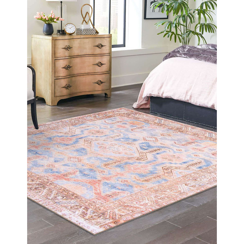 Bernabe Chenille Geometric Indoor Rug, Square 7'6"