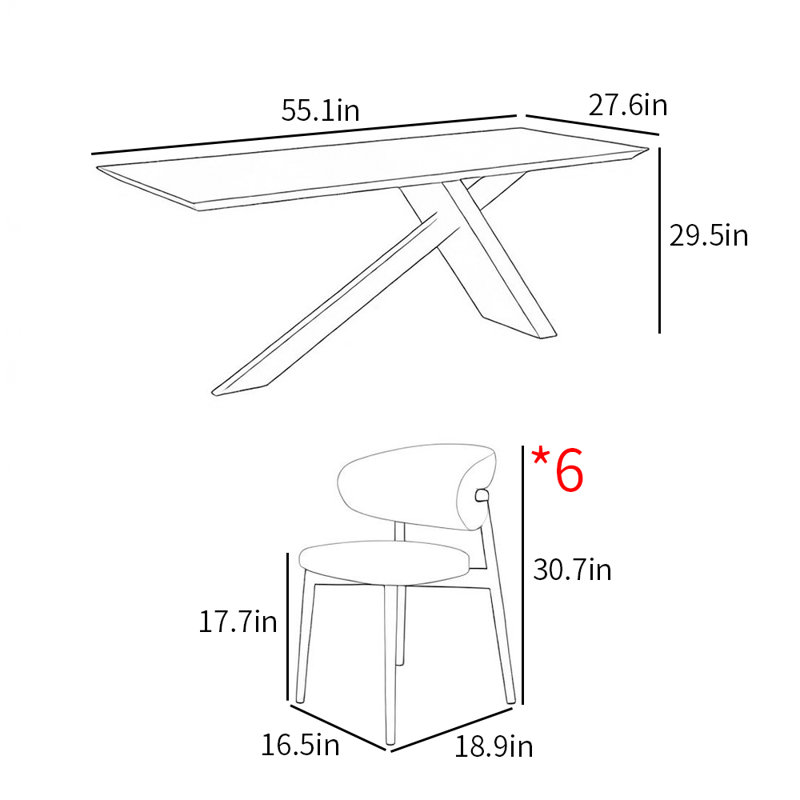 Ensemble de table de salle à manger rectangulaire de style français, H 29,5 po x L 55,1 po x l 27,6 po, Blanc