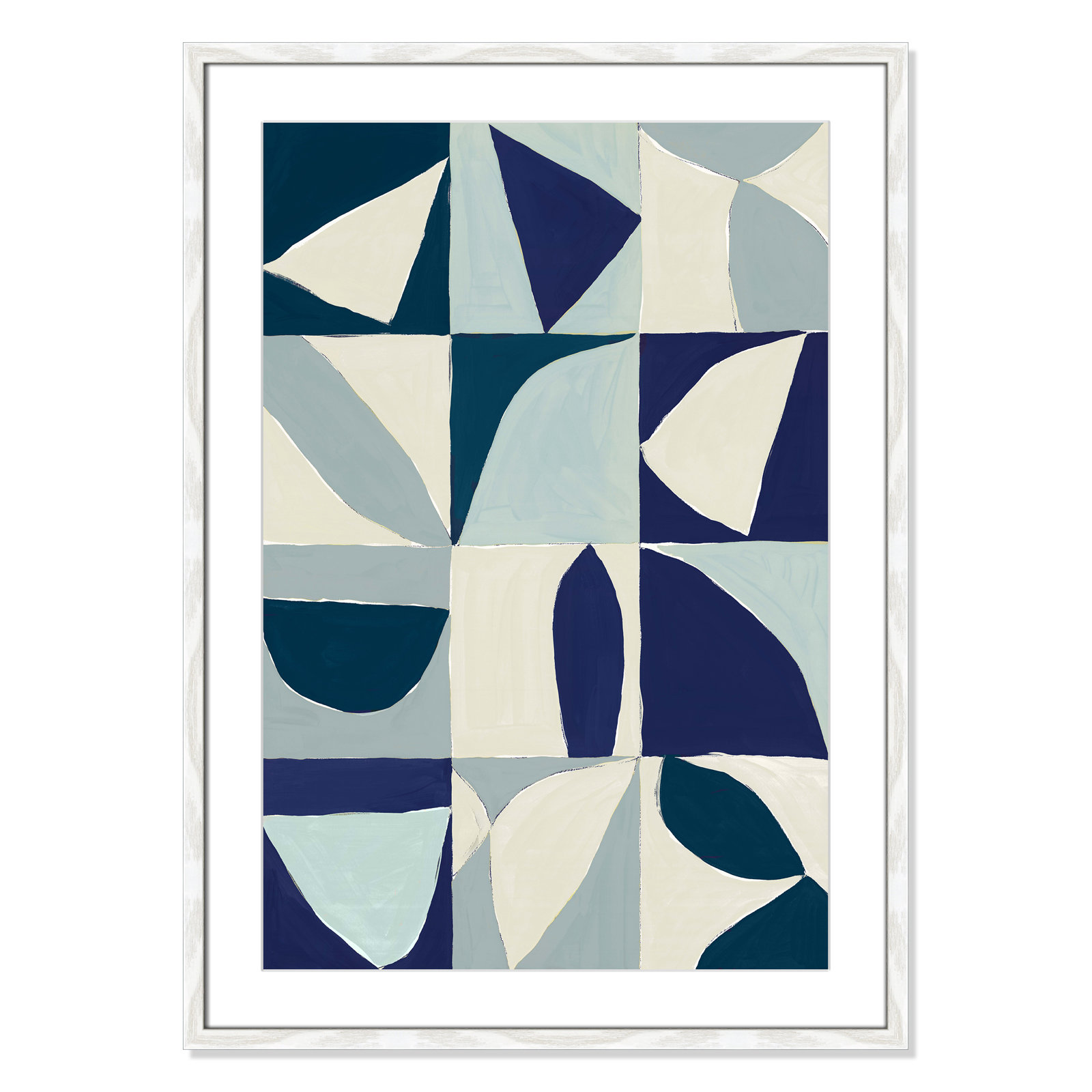 Hestia "Yellow Mayan I Blue Version" Print, 35.5" H x 25.5" W x 0.75" D, White