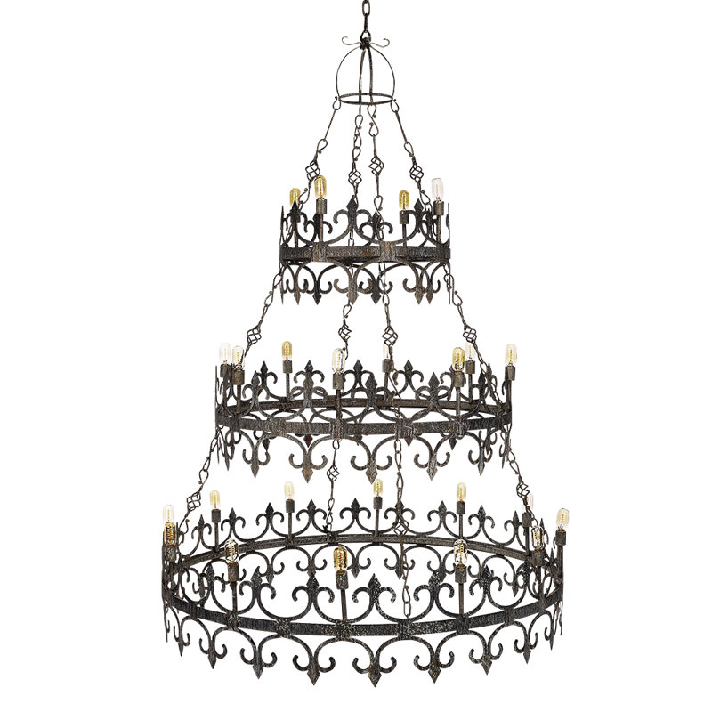 Venetian 24 - Light Candle Style Tiered Chandelier, Deep Ocean