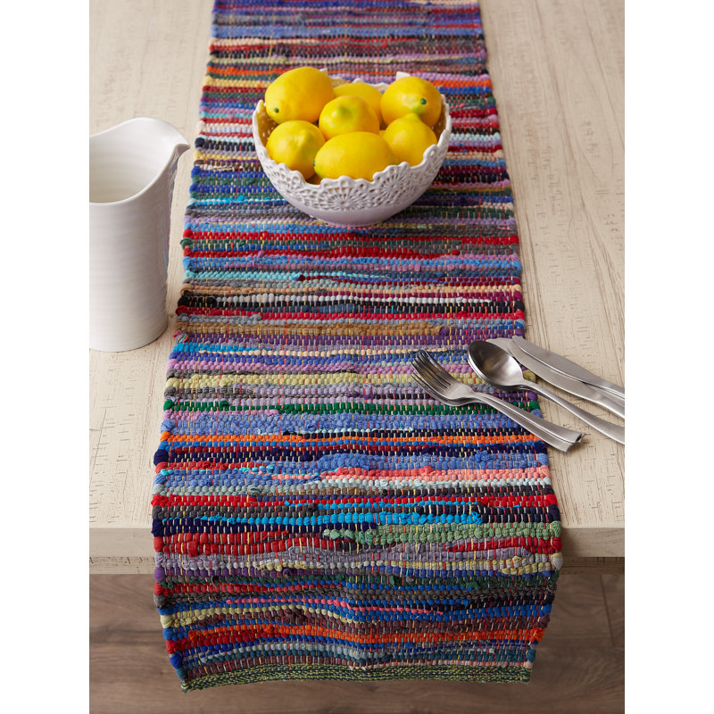 Aelia Striped 100% Cotton Table Runner, Multicolor