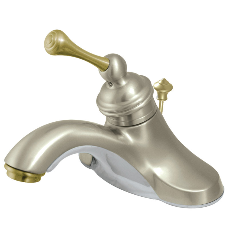 Robinet pour salle de bain central à Vintage, Nickel brossé / laiton poli