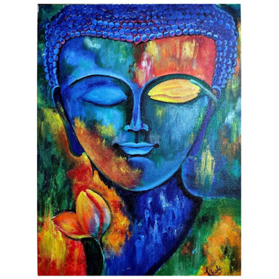 Mélange de couleurs Bouddha du dieu | Acrylique sur toile | Par Khush Sahani