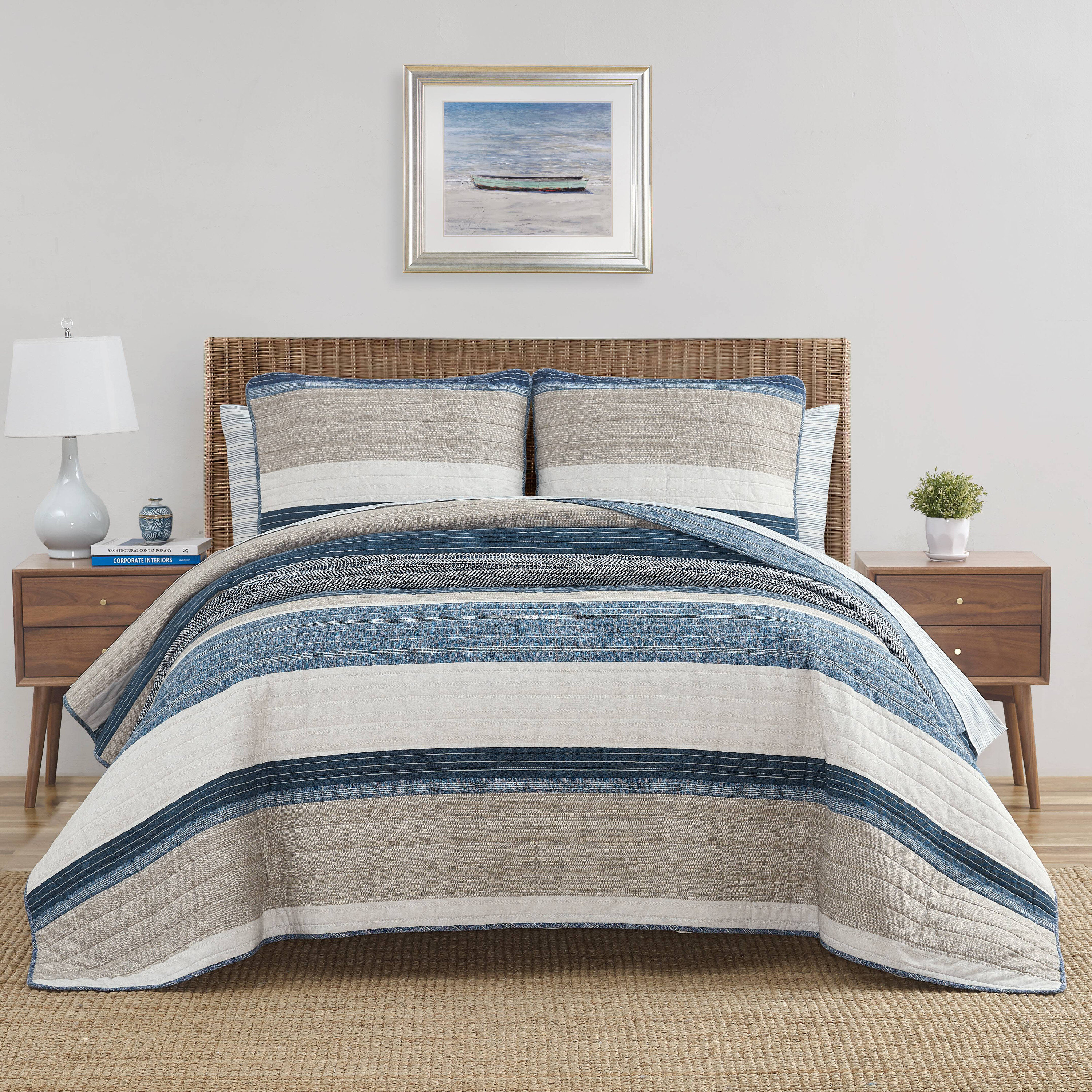 Nautica Ridgeport Stripe Cotton Quilt Set & Reviews