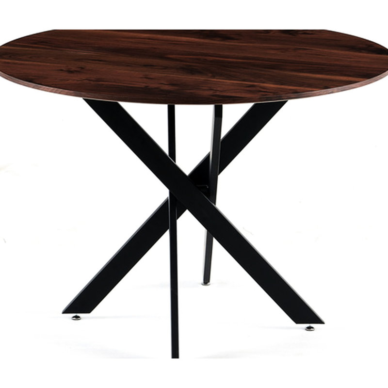 Élégante table de salle à manger de 42,1 po, noir mat et naturel, pieds en métal, confortable pour 4 à 6 sièges avec plateau, s'adapte aux gens, style pratique