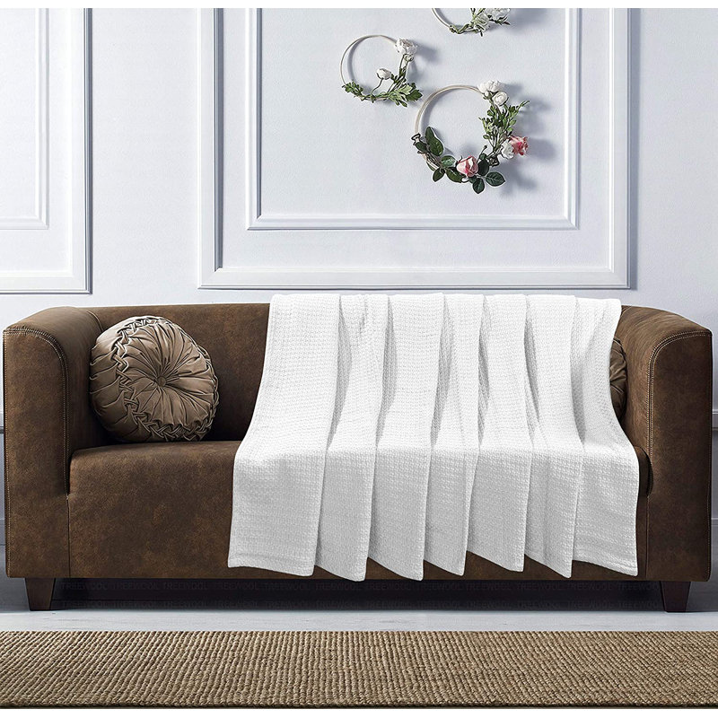 100% coton, couverture de lit thermique tissée, super douce, superposable et superposable pour toutes les saisons, Simple