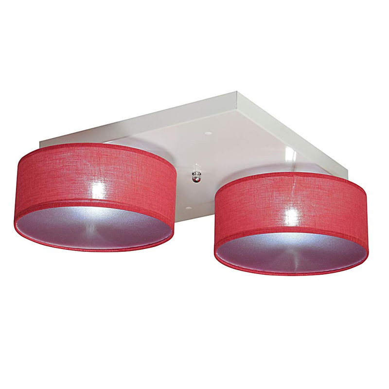 Pulley Fabric Semi Flush Mount, Red
