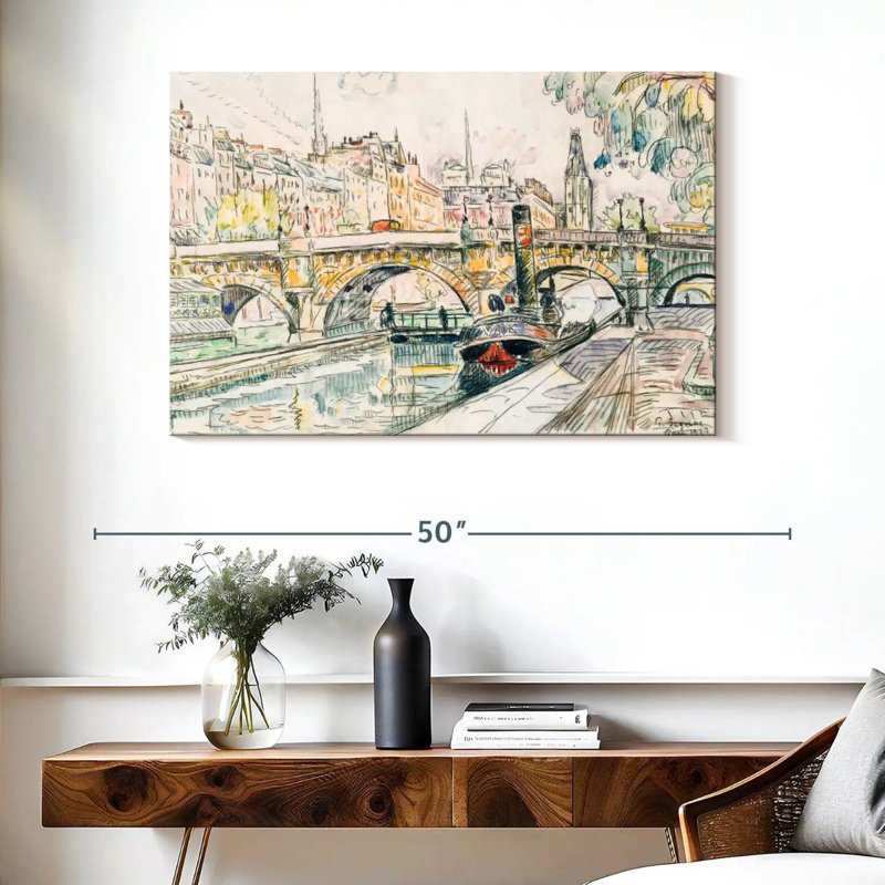 Remorqueur au Pont Neuf Paris, H 26 po x l 39 po
