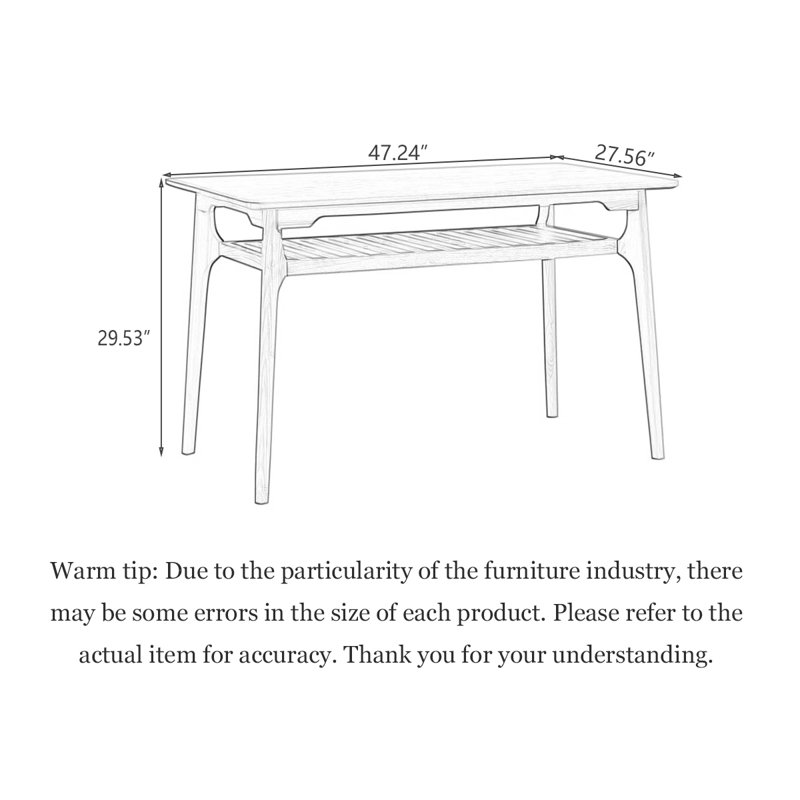 Table de salle à manger Minimalist, H 29,53 po x L 47,24 po x l 27,56 po, Noyer