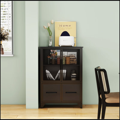 Sturdy Storage Cabinet With 4 Iron Doors, Adjustable Shelf, Metal Handles, And Easy Assembly For Organized Living Spaces