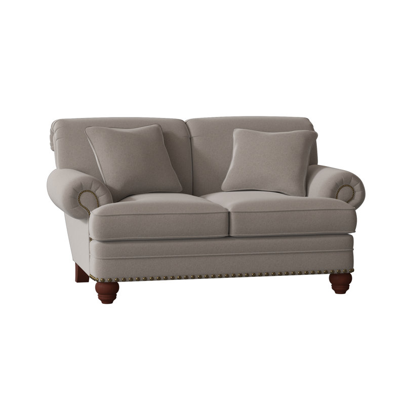 Spratt Loveseat, Peyton Navy Performance Twill, Manhattan, Light Brass