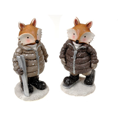 Ensemble de 2 figurines renard debout
