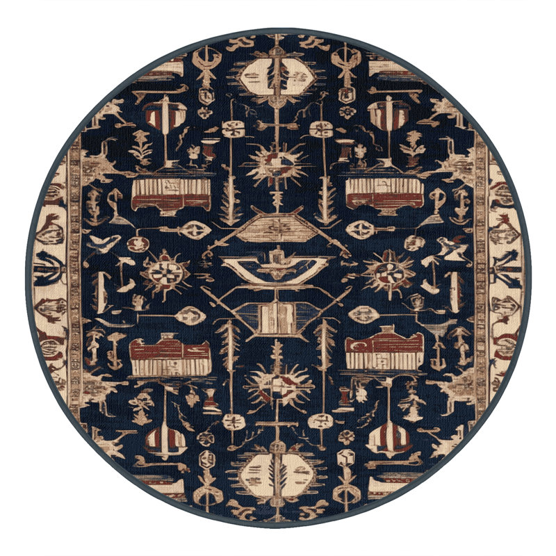 Machine Washable Turkish Gray Area Rug, Round 5'