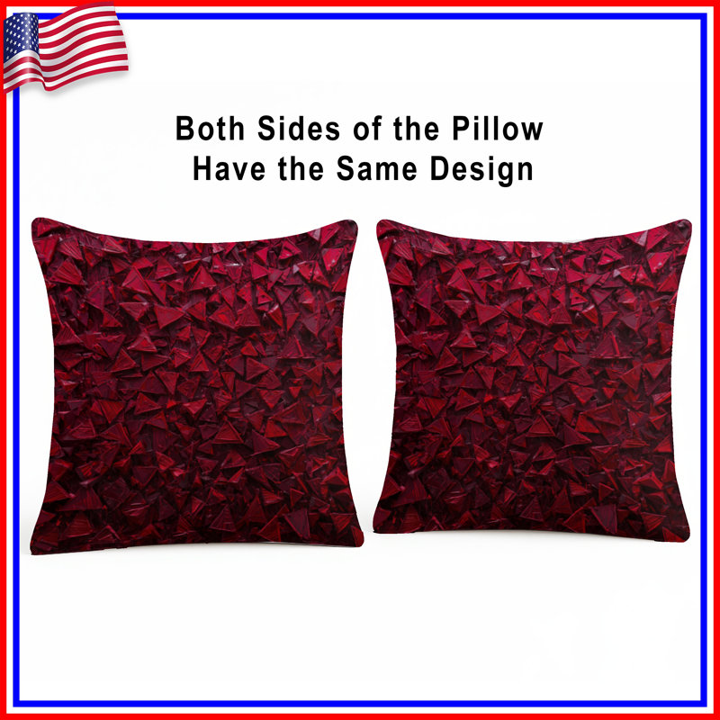 Red Triangular Texture Double Sided Throw Pillows, 16 x 16 inches