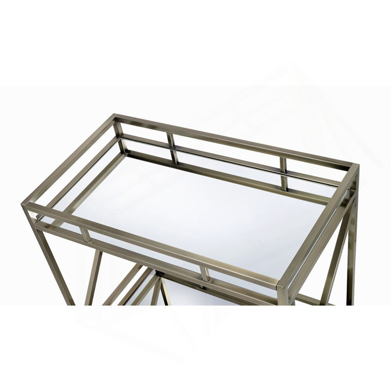 Chariot de service en miroir, H 35 po x l 20 po x P 34 po, Or antique