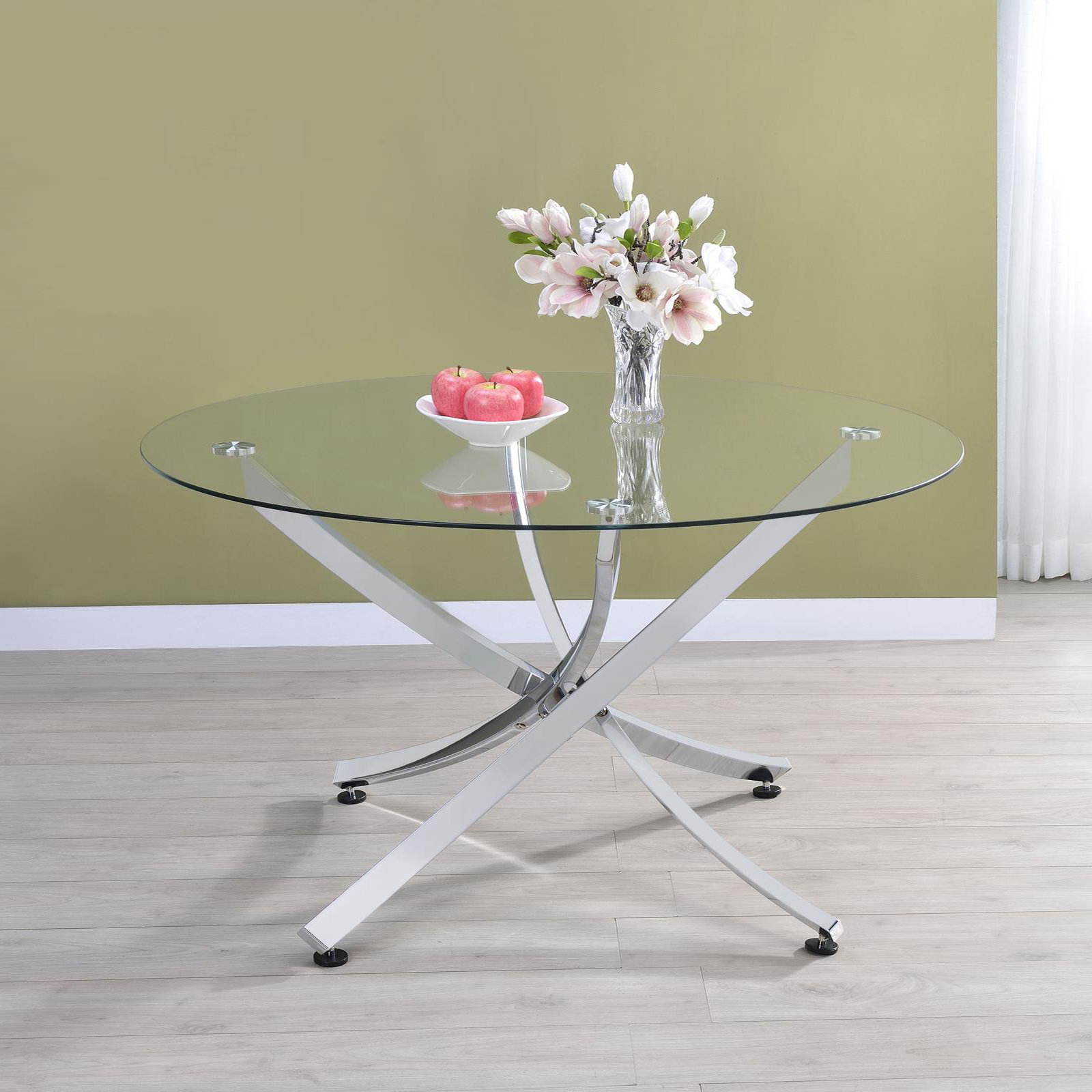 Wrought Studio™ Ihno Round Dining Table with Glass Top | Wayfair