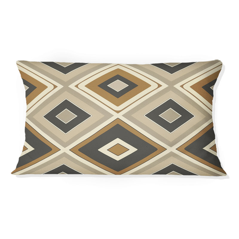 Coussin lombaire beige Mid-Century rétro Rhombus I - Mid-Century