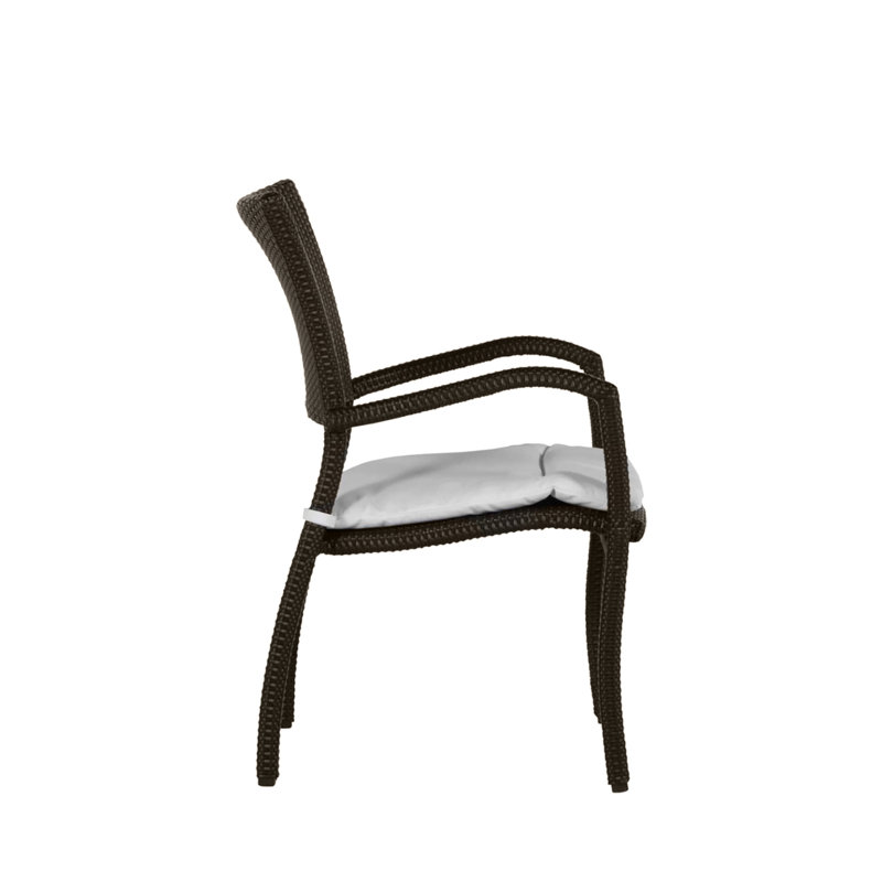 Skye Woven N-Dura Resin Wicker Stackable Outdoor Arm Chair, Welt, Bali Pearl, Black Walnut