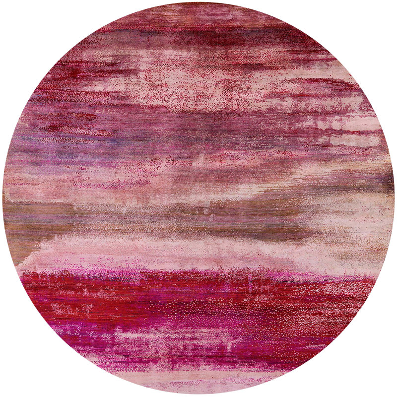 Tapis 100% moderne de style Mid-Century 2082 lavable à la machine, Rond 3 pi