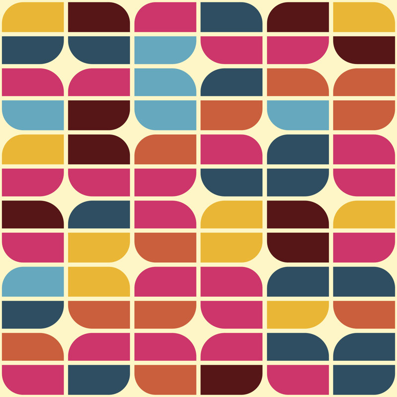 Motif géométrique rétro par Olezzo, H 12 po x l 12 po