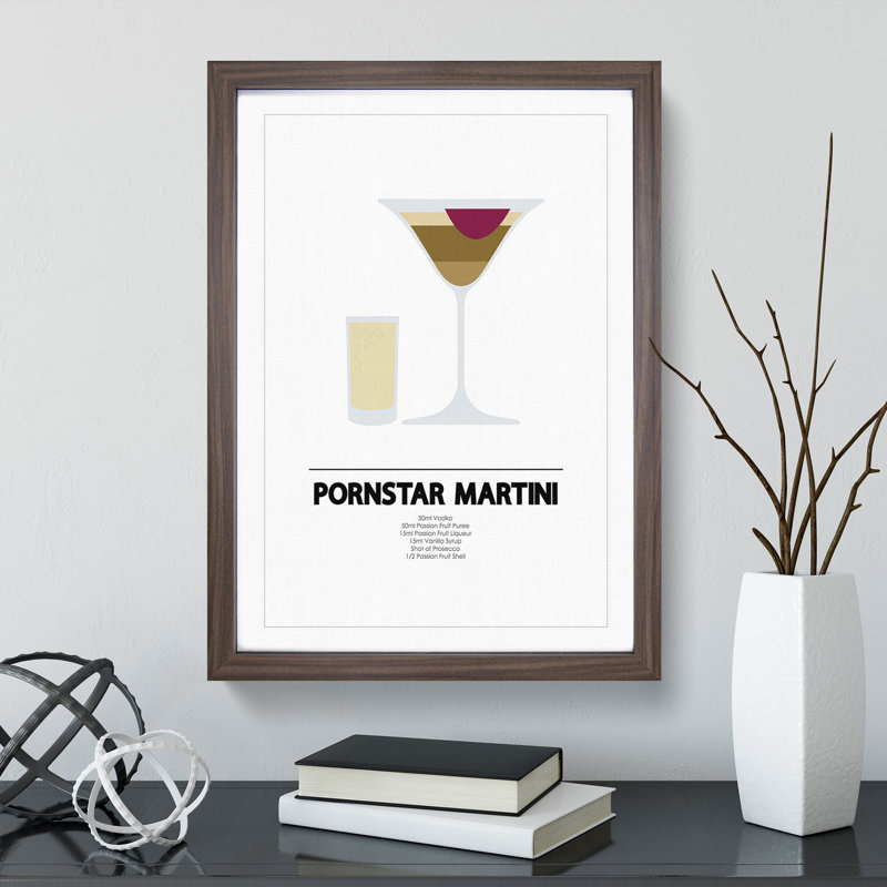 Pornstar Martini Cocktail - Picture Frame Typography, Walnut Framed, 48cm H x 36cm W x 2cm D
