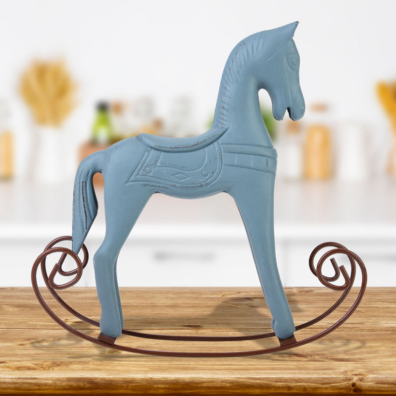 Décoration de table-cadeau pour enfant à bascule en bois faite à la main (bleu clair)