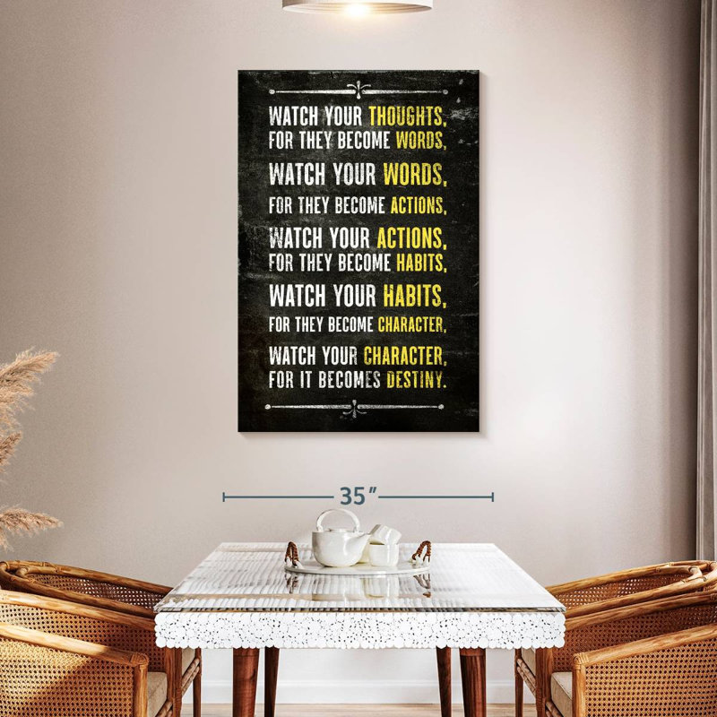 Citation célèbre sur toile, H 48 po x l 32 po x P 1,25 po