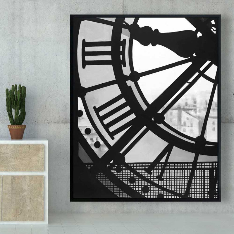 Horloge au musée d'Orsay, impression sur toile encadrée monochrome