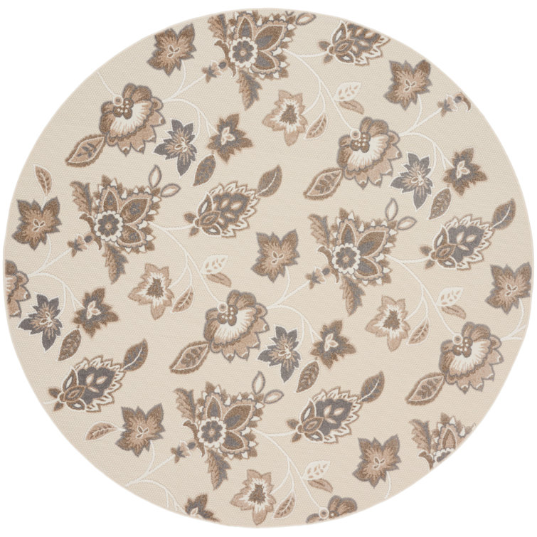 Aloha  Floral Beige Indoor/Outdoor Area Rug