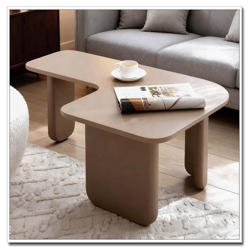 35.43" L-Shape Coffee Table, Khaki