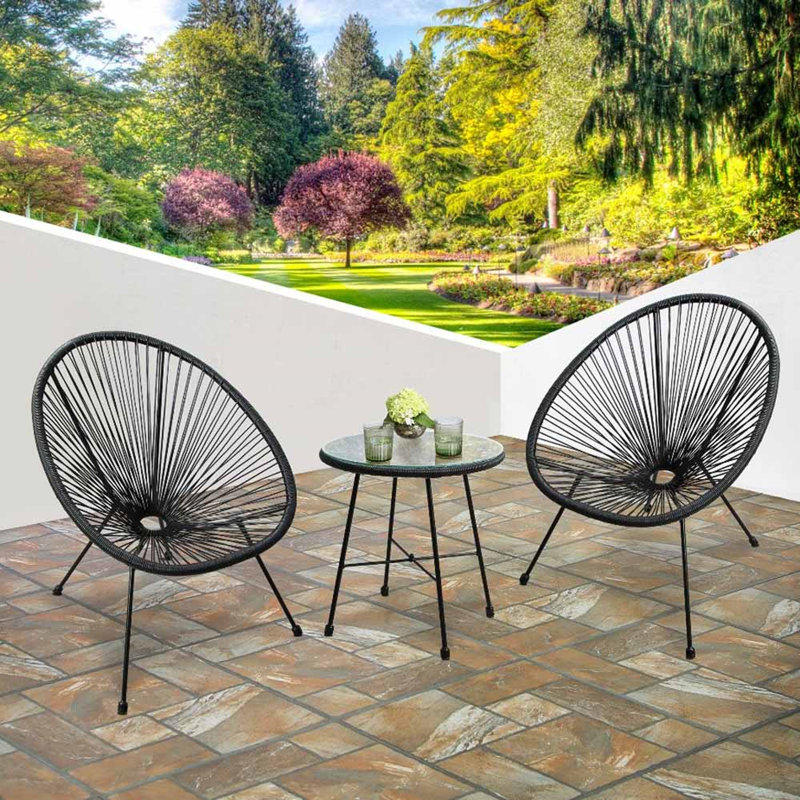 Carlson 2 Seater Outdoor Conversation Sets, Black, Black