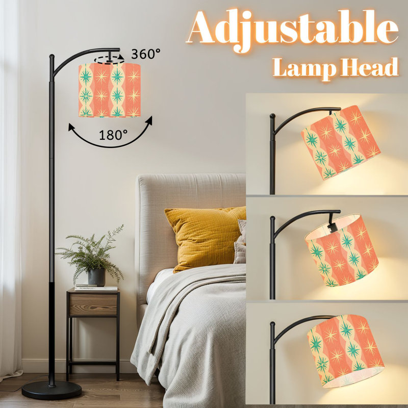 Lampe sur pied Arc avec abat-jour ajustable Lampe sur pied style Mid-Century moderne des années 50 avec 3 températures d'intensité et intensité variable avec interrupteur au pied pour la chambre à coucher