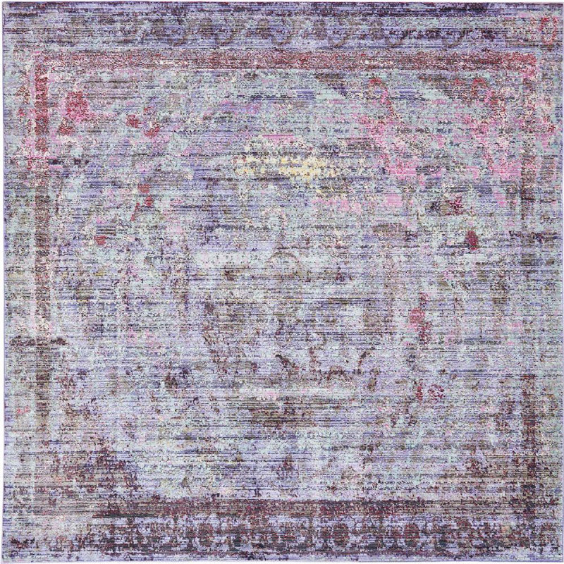 Tapis mauve de style sud-ouest Donminique, Carré 8 pi
