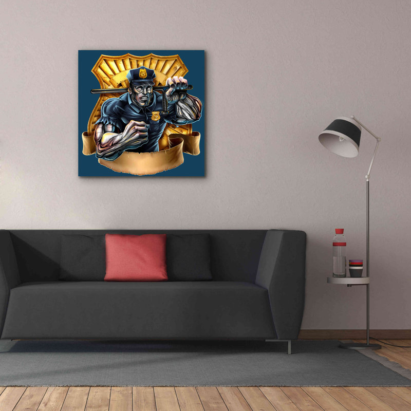 «Metal Skin Police agent» par Flyland Designs, art mural sur toile, H 37 po x l 37 po x P 1,5 po