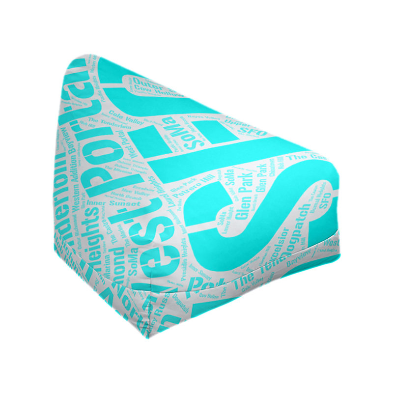 Classic Bean Bag, 42" H x 38" W x 29" D, San Francisco, Cyan Polyester Blend