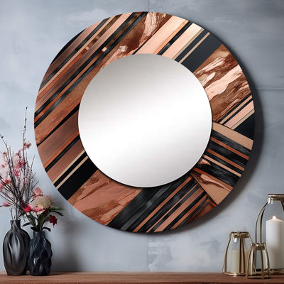 Gold Embracing Essence Of Lines I - Abstract Marble Round Mirror Wall Decor_MTMIR59845