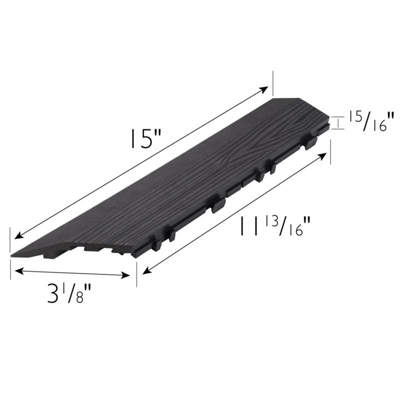 Modern Ebony Composite Corner Trim for Deck Tiles, 4-Pack