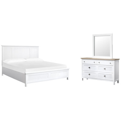 Sajish King Panel Bed 2 Nightstands And Chesser With Portrait Mirror