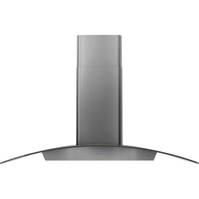 Zephyr Ravenna 36 in. 600 CFM Island Mount Range Hood with LED Lighting in Black Stainless Steel with Grey Glass Canopy