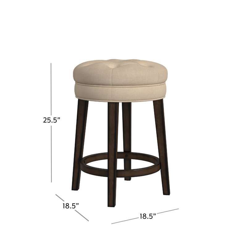 Shearson Swivel Upholstered Counter Stool with Solid Wood Frame, Counter Stool (25.5" Seat Height), Stone