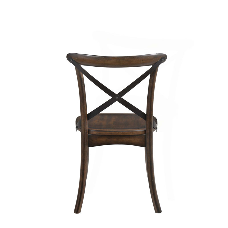 Chaise d'appoint en chêne foncé et finition noire en métal, ensemble de 2