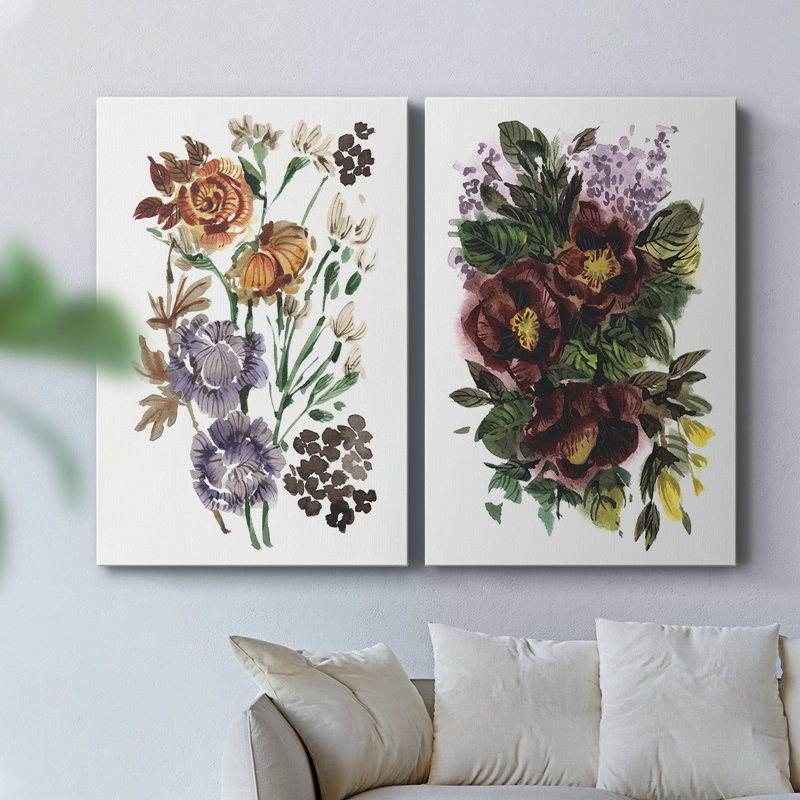 «Garden Bouquets» - Toile tendue avec châssis de qualité supérieure - Prêt à accrocher