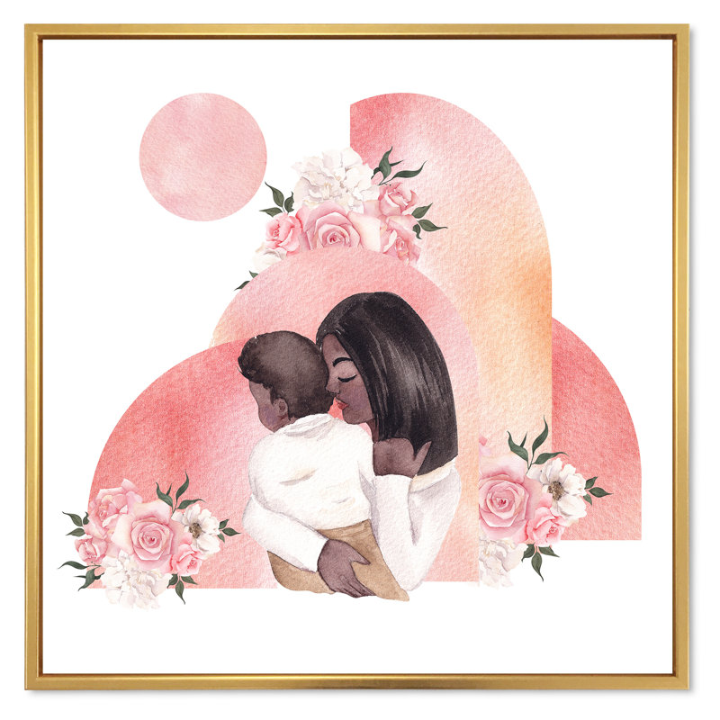 Silhouette féminine et bouquet floral - reproduction d'art sur toile moderne38675, H 36 po x l 36 po x P 1 po