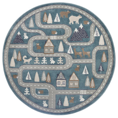 Adventures Children Teal Rug