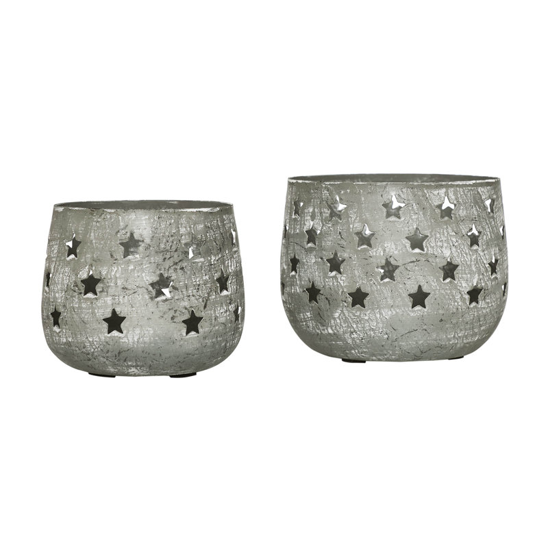 Ensemble de 2 porte-bougies festives, Gris