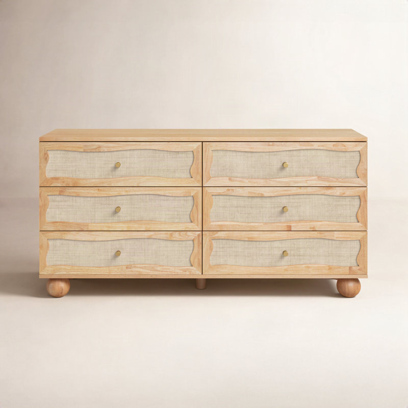 Tourmaline Natural Wood & Rattan Wavy Dresser